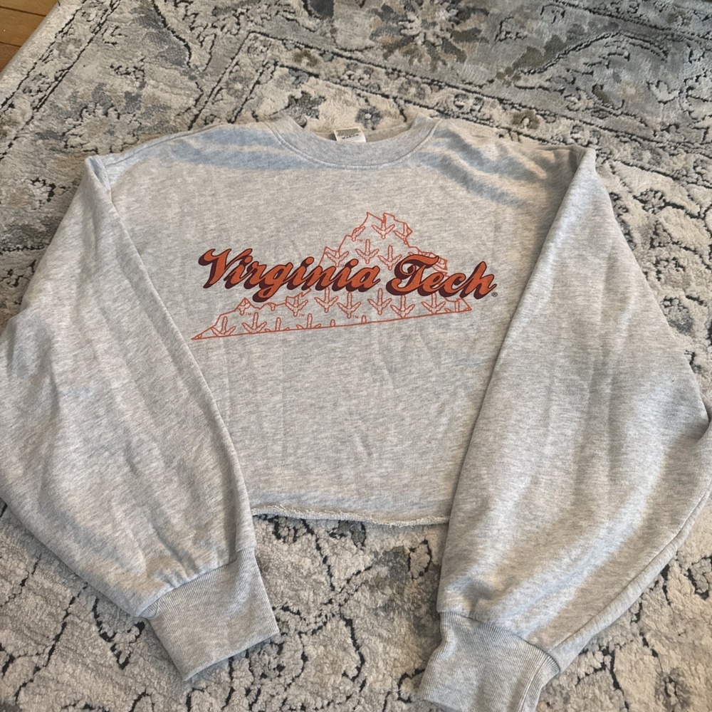 VIRGINIA TECH Hokies Victoria's Secret PINK Crop Top Sweatshirt Size Medium XS